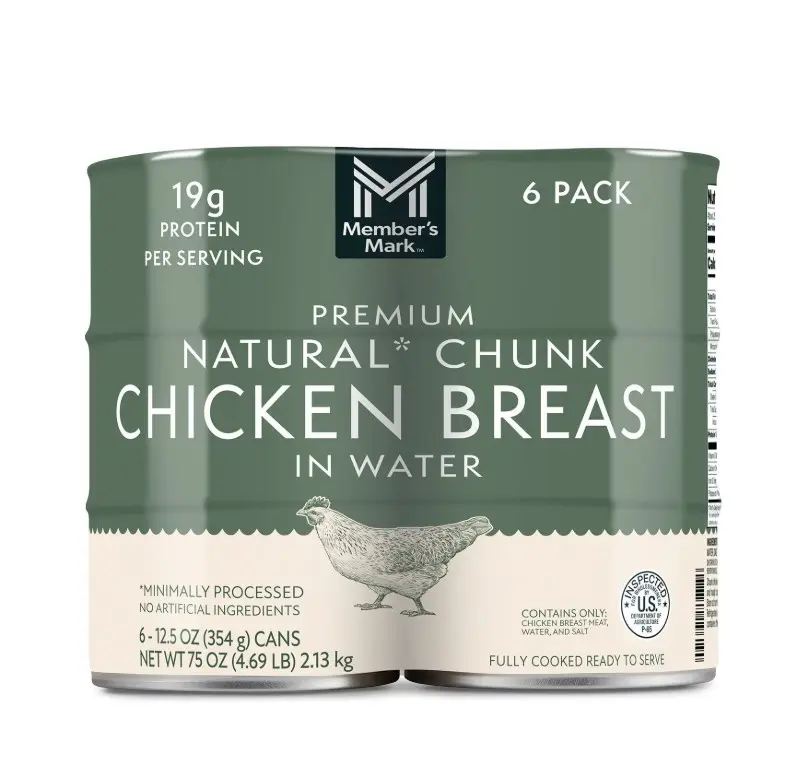Member's Mark Premium Chunk Canned Chicken Breast, 12.5 oz, 6 Count, Protein-Rich Pantry Food