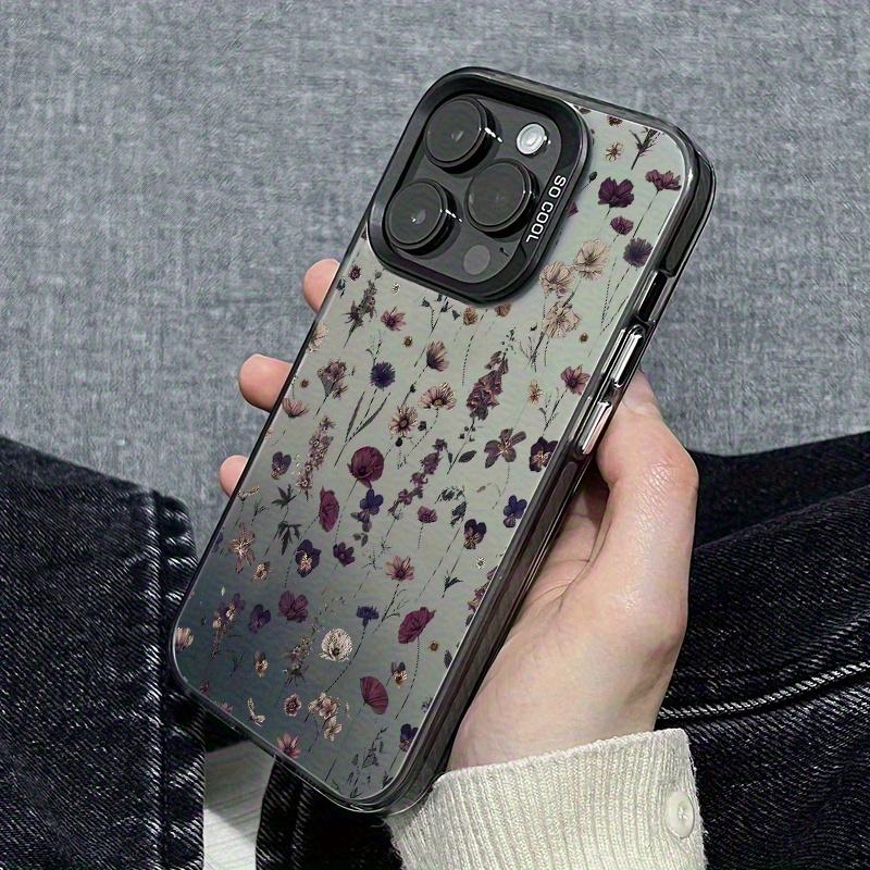 A Personalized Shockproof Phone Case for Apple in Laser Black And Purple Floral