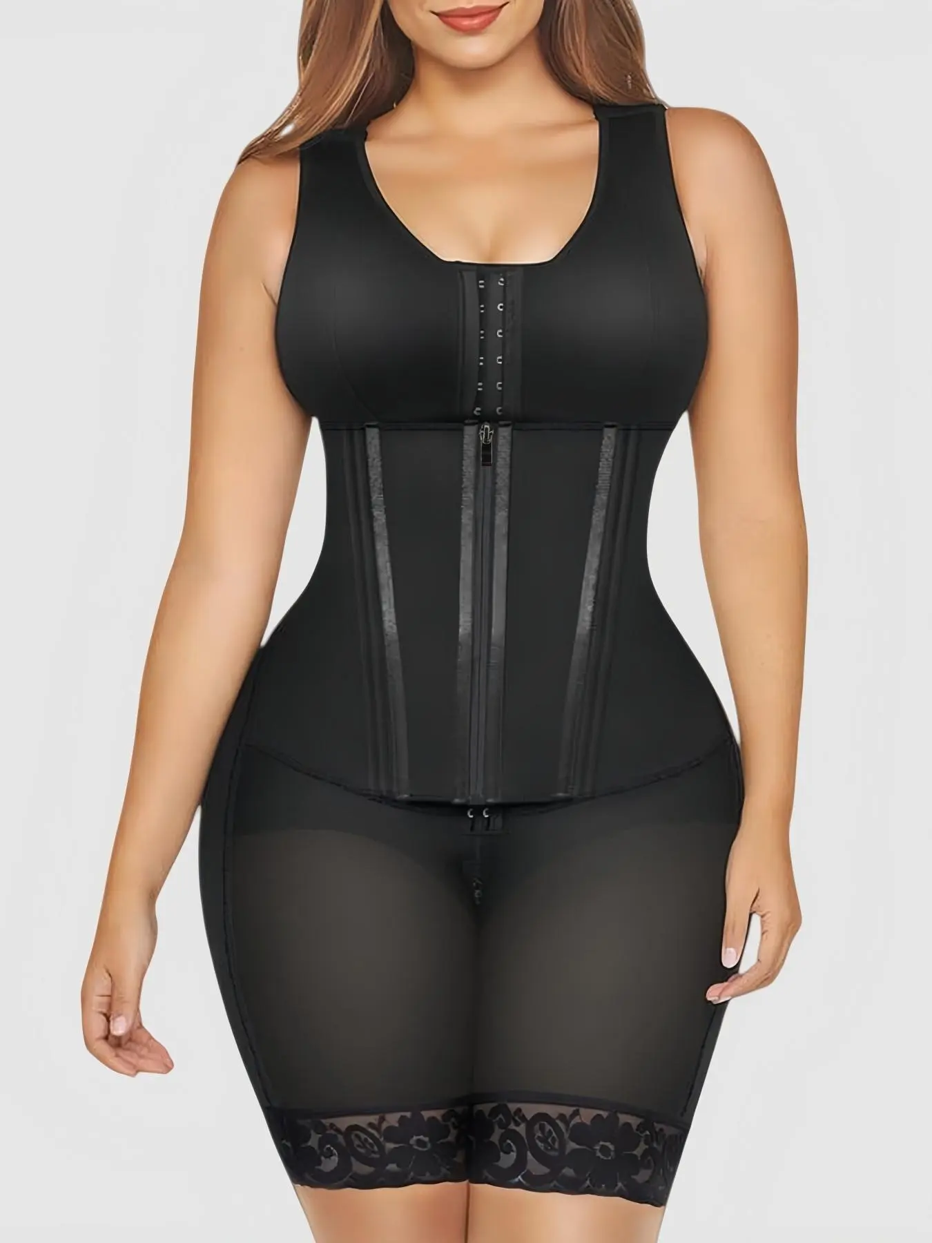 Women's Compression Body Shaper With Adjustable Straps, Fajas, Shapewear Bodysuit with Zipper Crotch, Waist Trainer, Corset, Corset Waist Shaping, Butt Lifting And Tummy Control Colombian Shapewear, Suitable For Training Or Sports, Black Friday