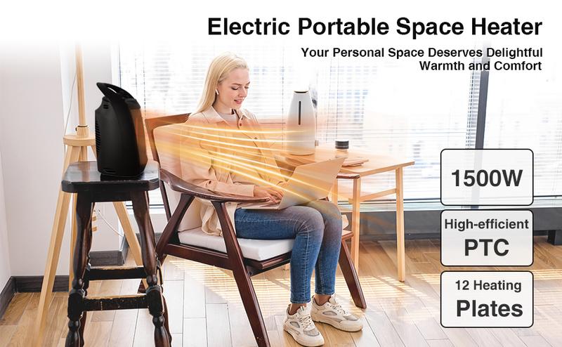 R.W.FLAME Small Space Heater for Indoor Use, Electric Ceramic Space Heater, Portable Heaters Fan for Office and Bedroom with Adjustable Thermostat ETL Listed,1500W R.W.FLAME Small Space Heater for Indoor Use, Electric Ceramic Space Heater, Portable Heaters Fan for Office and Bedroom with Adjustable Thermostat ETL Listed,1500W