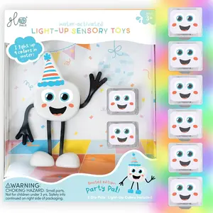 Glo Pals Water-Activated Light-Up Sensory Bath Toy Character with 6 Light-Up Cubes