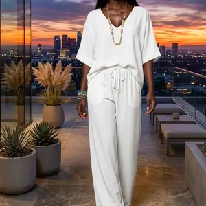 V-Neck Oversized two-piece Lounge Set-Effortless Chic