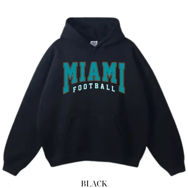 MIAMI FOOTBALL HOODIE, Football Team Game Day Ready, Throwback Football Graphic, Miami Football Fan Gear, Sport Style Dolphin Hoodie, Unisex Streetwear Style, City Pride Spirit Wear, Sport Menswear, Sport Womenswear