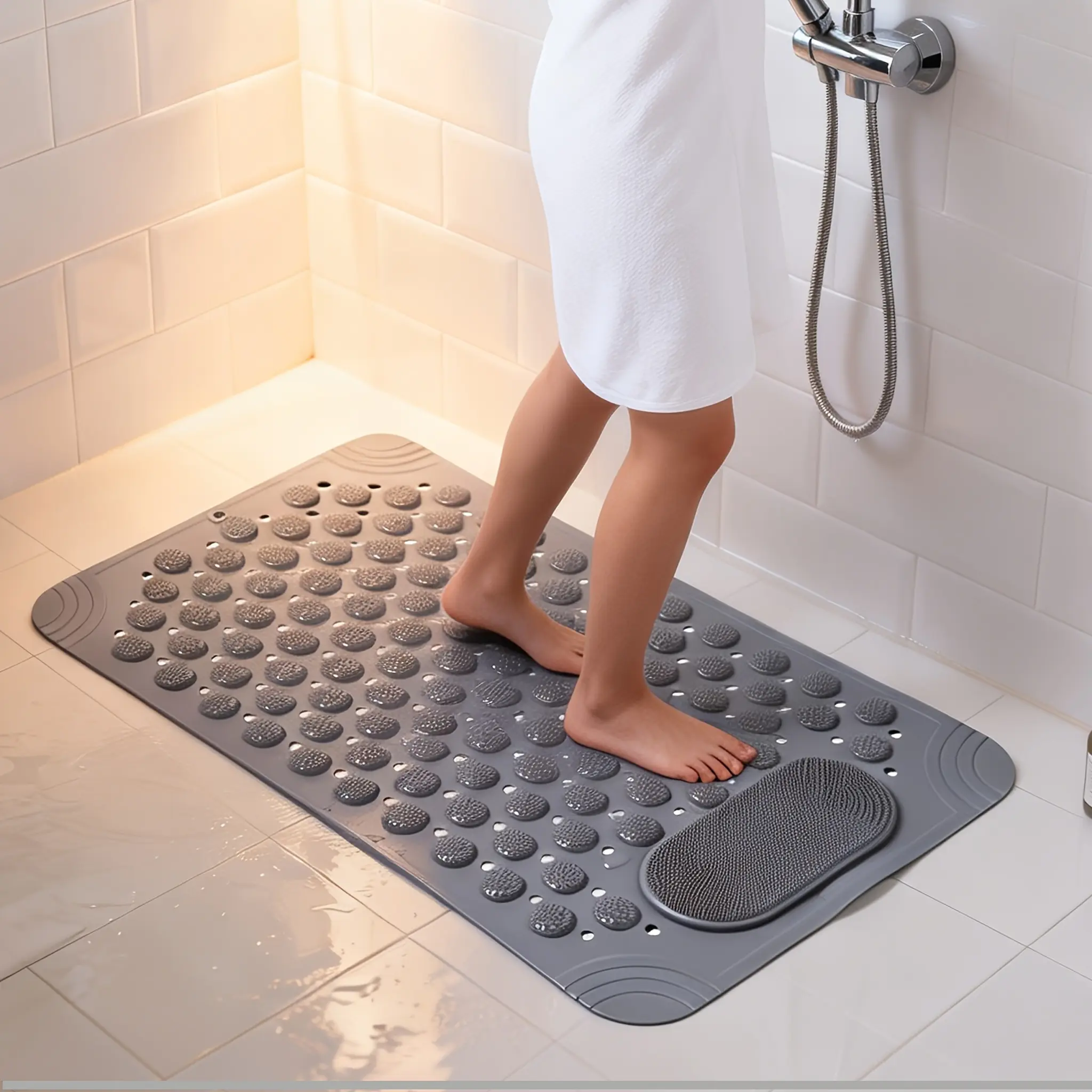 PVC Suction Cup Plastic Bathtub Mat - Sturdy, Non-Toxic, Water-Absorbent Drying Bath Mat with Drainage Holes, Massage Dots, Anti-Slip Design, Machine Washable for Humid Bathrooms (Durability, Long-Lasting), Drying Bath Mats, Durability Bath Mats