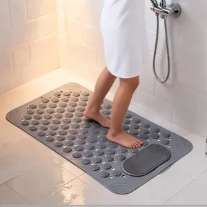 PVC Suction Cup Plastic Bathtub Mat - Sturdy, Non-Toxic, Water-Absorbent Drying Bath Mat with Drainage Holes, Massage Dots, Anti-Slip Design, Machine Washable for Humid Bathrooms (Durability, Long-Lasting), Drying Bath Mats, Durability Bath Mats