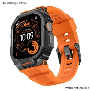 All-in-One Rugged Case with Metal Bumper & Shockproof Silicone Band for Apple Watch Ultra 3/2/1, S11/S10 – Drop-Proof, Scratch-Resistant Full Protection for Daily & Outdoor Use,360° Full Body Protective Cover for Sports 49mm 46mm 【Watch Not Included】