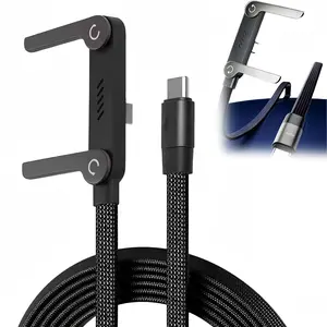 240W Type C to Type C Braided Fast Charging Cable 5ft - Integrated Invisible Phone Stand, Heavy Duty Super Fast Charger PD Charger Cord Compatible with Smartphones