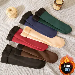 Unisex Autumn Winter Socks 10pcs/5 Pairs Thick Fleece Lined Cold-Proof Warm Self-Heating Snow Socks Mid-Calf Floor Socks for Women DEAL