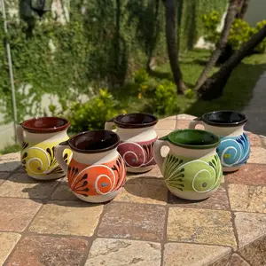 Painted Ceramic "Paper Cup" Mug: Gingham, Stripes & Dots