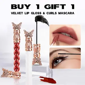 Buy One Get One Matte Lip Gloss, Smooth and Moisturizing, Rich and Voluminous Mascara, Elegant and Lustrous Lips, Perfect for Daily Use