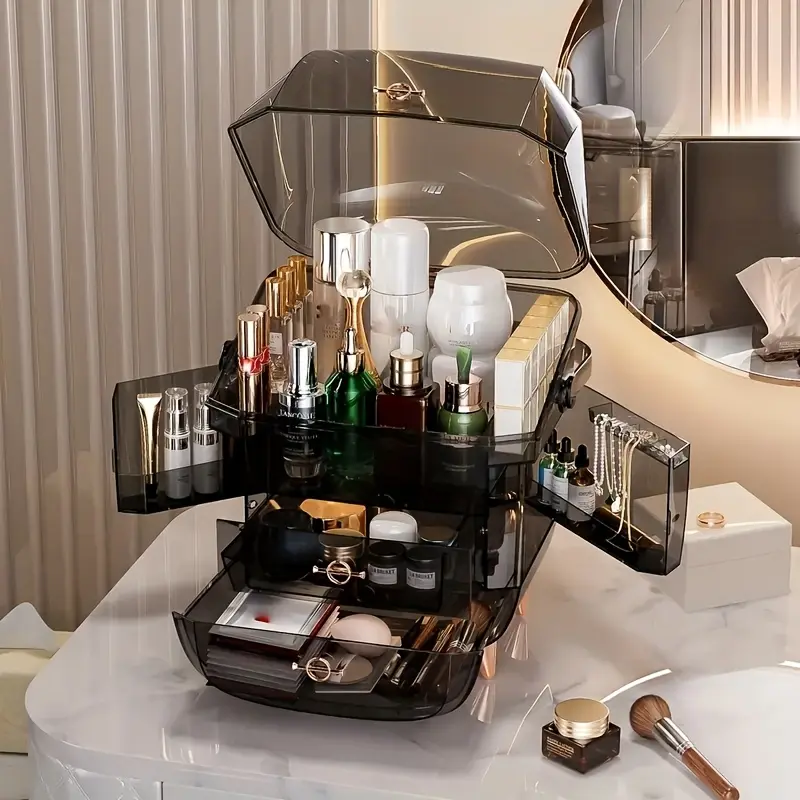 1 Piece Acrylic Makeup Organizer for Bathroom Desktop Multi Functional Beauty Supplies Organizer Cosmetics Storage Shelf Makeup Box Organizer Makeup Tool Organizer