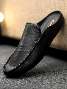 Men's New Arrival Lazy Half-back Loafers for Spring and Summer, Soft Leather Breathable Slip-on Backless Casual Driving Shoes