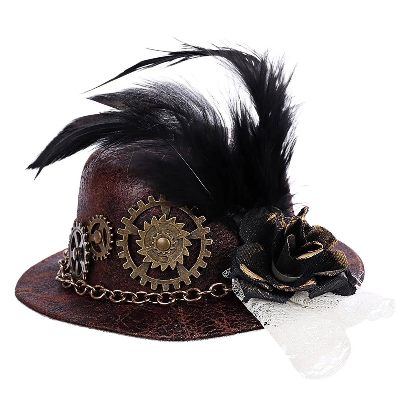 Feather Steampunk Top Hat Brown Victorian Costume Hat Halloween Costume Cosplay