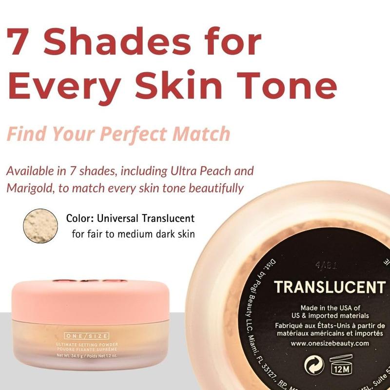 One Size Ultimate Blurring Setting Powder Full- Translucent - for Fair to Dark Skin Tones, 1.2 Ounce