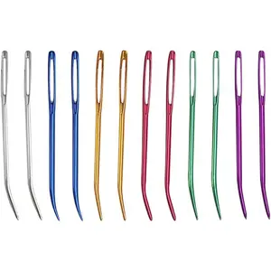 12 Pcs Large Big Eye Weaving Needles, Tapestry Needles Bent Kit, Colorful Bent Tip Tapestry Needle, Yarn Needle