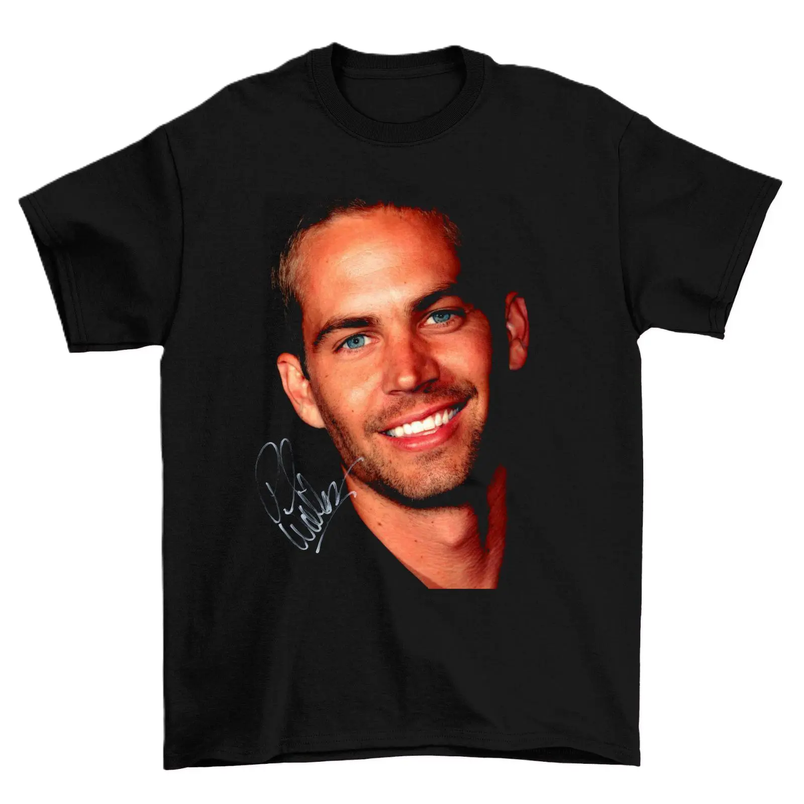 Paul Walker Signed Black Actor Vintage T-Shirt Short Sleeve One Side Unisex Cotton Menswear Top Tee