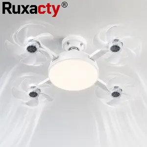 Ruxacty Screw In Ceiling Fan Light with Remote Control 19.7 Inch Foldable LED Socket Fan Light E26 Medium Base Ceiling Fan with 4 Fan Blades Quiet Airflow Bright Lighting Easy Installation for Bedroom Kitchen Garage Office and Dorm