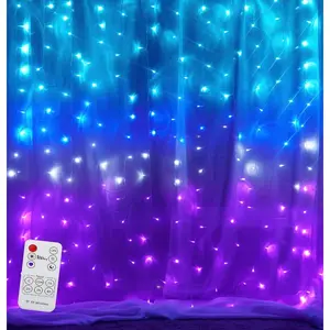 Curtain Fairy Lights Teal Blue Purple Ombre with Remote Led String Lights for Girls Room Mermaid Unicorn Twinkle Wall Hanging Frozen Turquoise Lavender Lilac