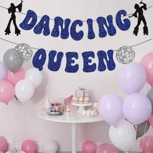 Party Decorations, Glitter Disco Ball Banner For Mamma Mia Party Decorations Birthday Bridal Shower Bachelorette Wedding Party Happy Birthday