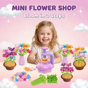 Kids' DIY Craft Kit - Flower Parts, Flower Press Papercraft, Colorful Floral Building & Arranging Set, Inspirational Educational Toy with Auxiliary Device for 3-12 Years, Enhances Hand-Eye Coordination, Aids Children Development, Birthday Gift