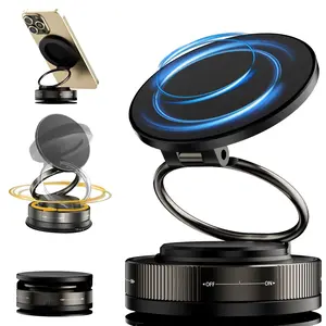 Magsafe Vacuum Magnetic Phone Holder, 360° Adjustable Vacuum Magnetic Phone Holder, Pocket-Sized, Suitable for Car/Gym/Rearview Mirror/Shower Room, Super Strong Suction Cup - Universal Car Holder, Suitable for All Smartphones and Vehicles