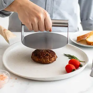 Stainless Steel Round Press Cake Tool, Handheld Flat Press Plate, Durable Kitchen Utensils for Even Cooking, Household Kitchen Utensils, Bakeware