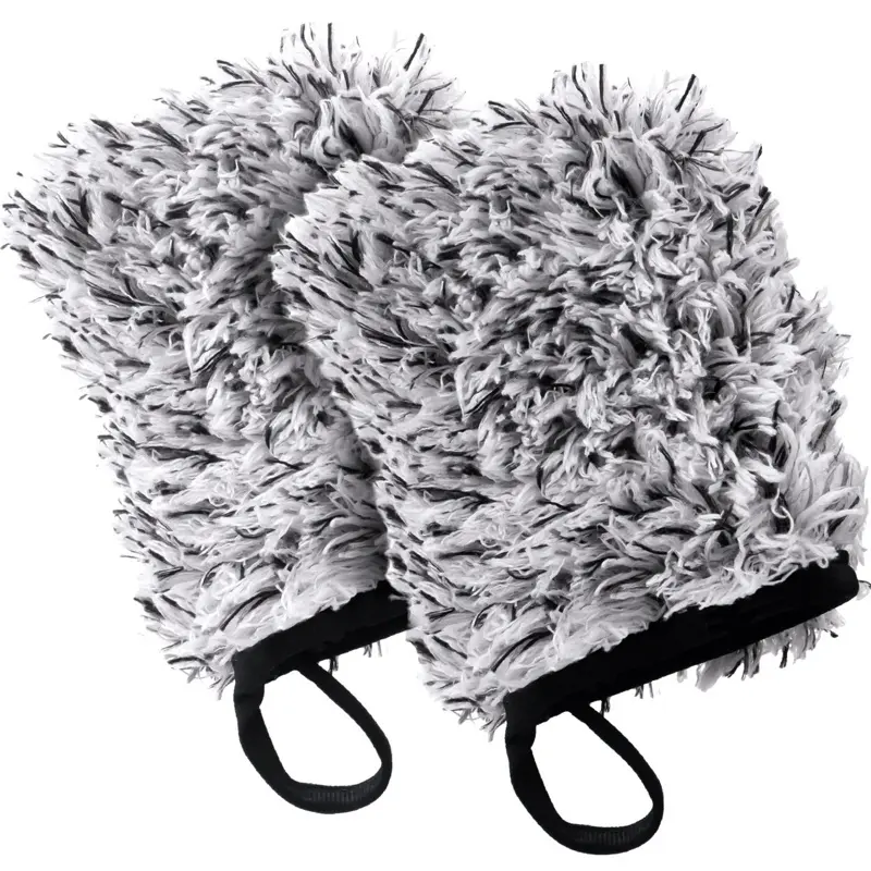 VIKING Wheel Cleaner Mitts for Car - 2 Pack of Microfiber Mitts with Foam Core, Center Stitch, and Foam Core for Soap Storage