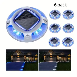 2024 6PCS Solar LED Deck Lights Bundle - Waterproof Road Markers for Garden, Steps, Sidewalks - Durable, Energy-Efficient, Auto-On - 4 Sets (Blue & White)