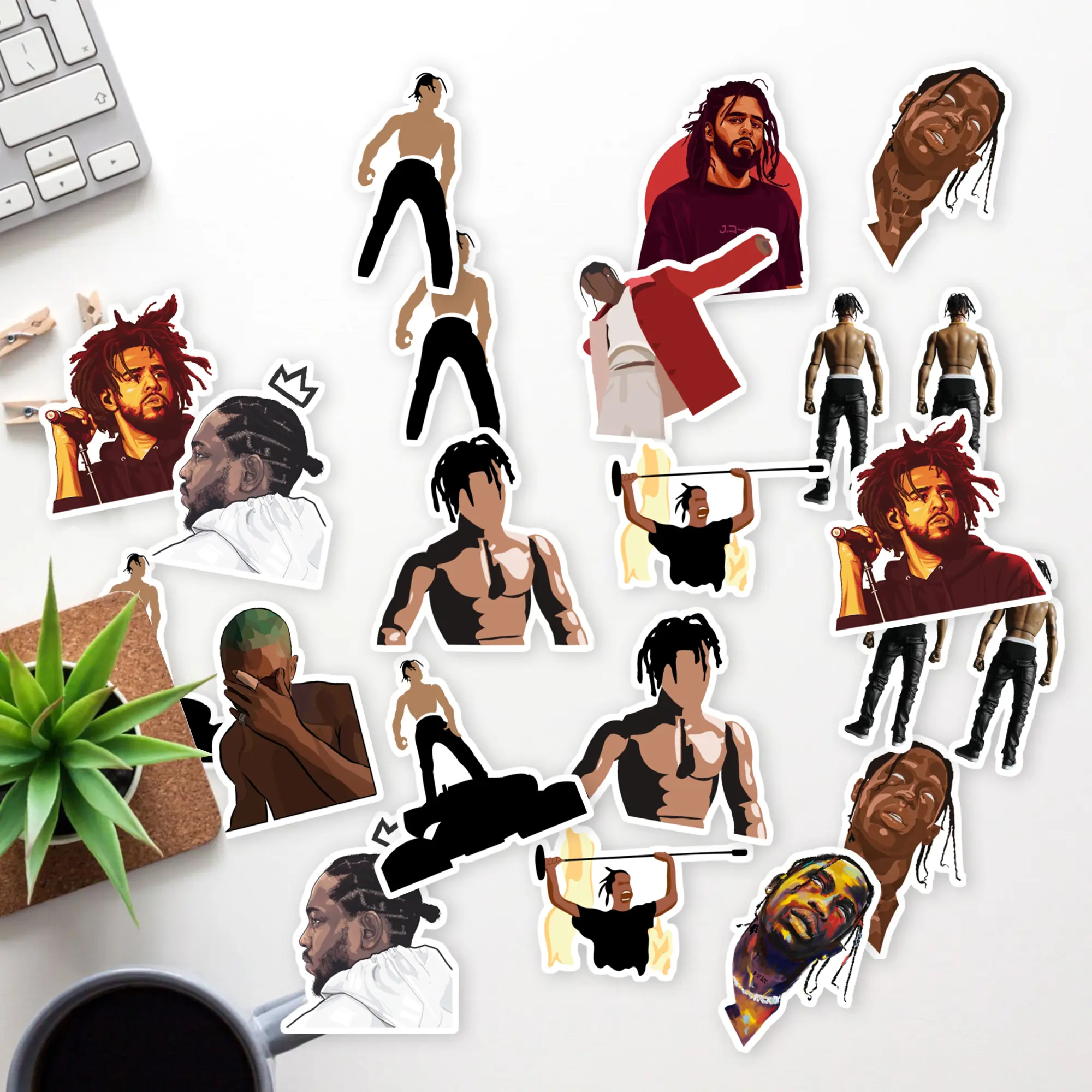 Stickers Pack 20 Pcs Travis Waterproof Scott Guitar Laptop Water Skateboard Aesthetic Colorful Car Vinyl Bottle Bike Bumper Luggage