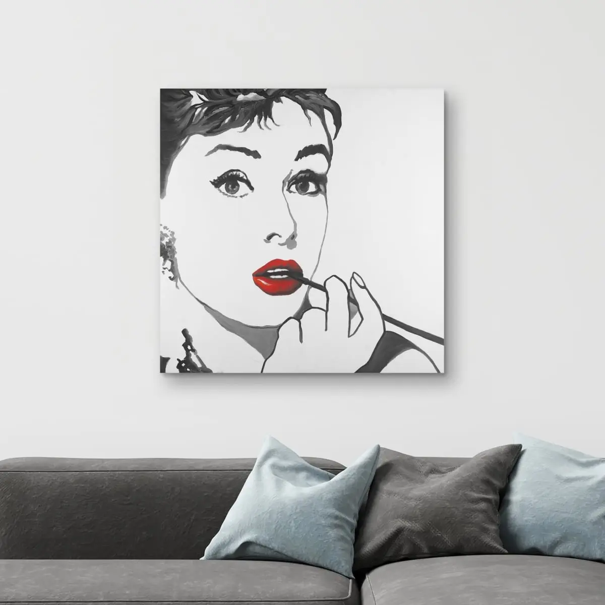 360 Stand Audrey Hepburn Outline Canvas Print, 32x32" Elegant Minimalist Figurative Wall Art, Room Home Decor, Ideal Gift for Home Supplies, Home Decor Products, Artistic