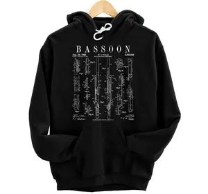 Personalized Bassoon Player Vintage Patent Bassoonist Drawing Print Pullover Hoodie