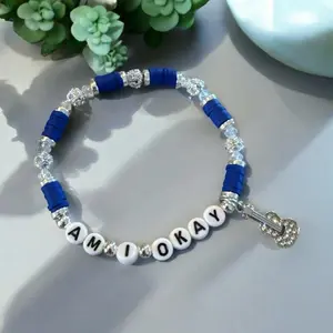 Megan Album Am I Okay Lyric-Inspired Beaded Bracelet with Guitar Charm Country Mood Jewelry Pastel-Toned Handmade Healing in Country Melodies woman bracelet motivational bracelet shop