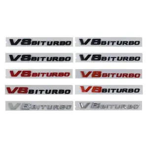3d ABS V8 Biturbo Emblem Car Fender Badge Decal For C63S C63 E63 CLS63 V8 Biturbo Sticker Accessories