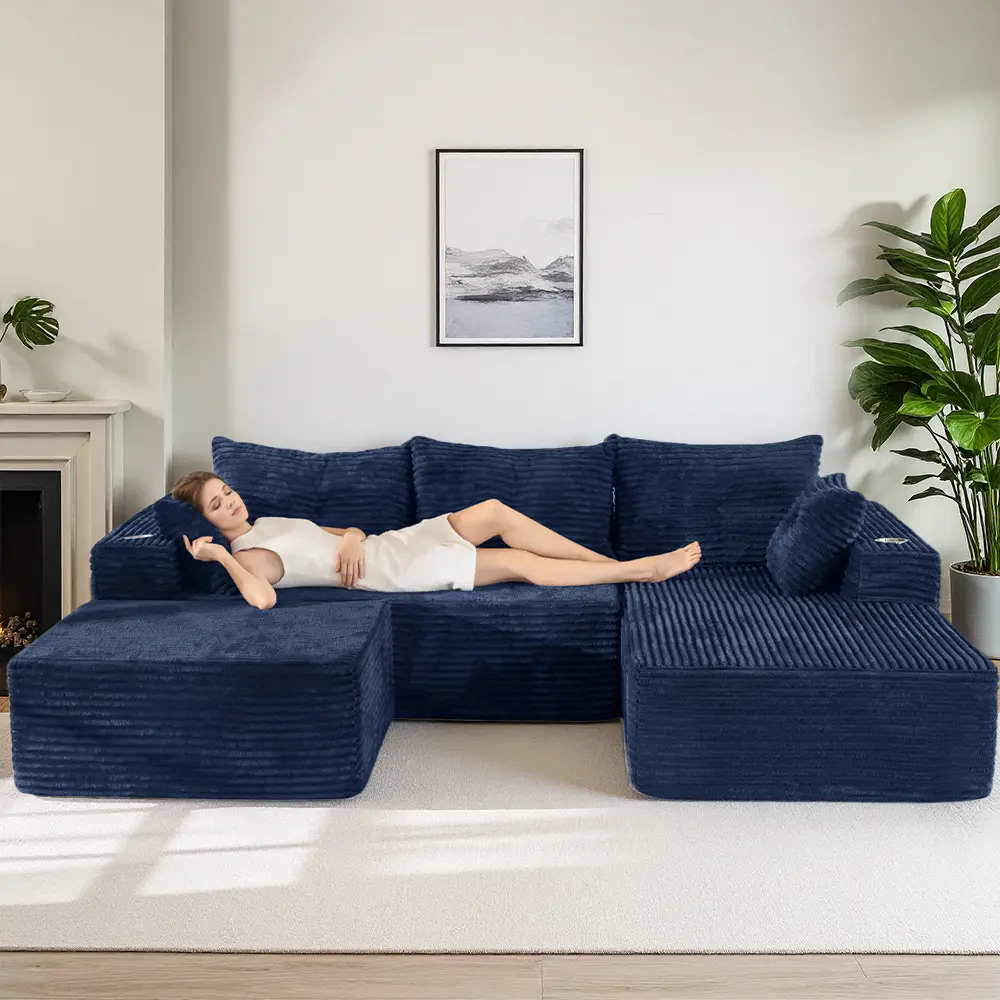 Navy U Shape-Right Facing Chaise