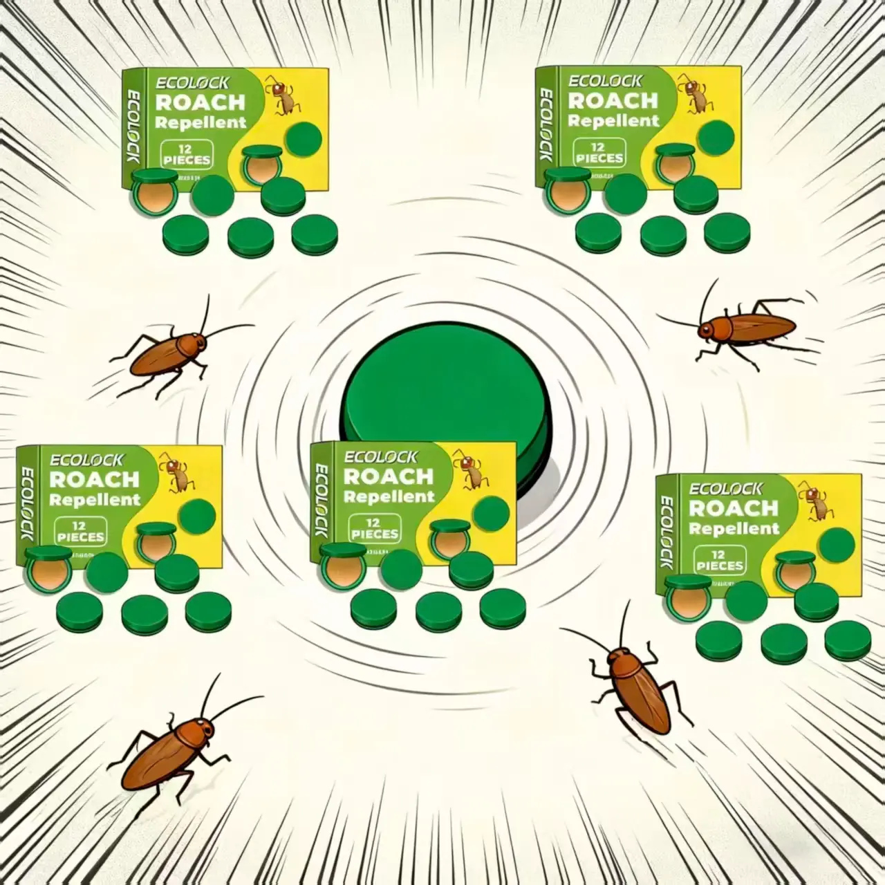 Household Cockroach Exterminator Set - Strong-Action Cockroach Gel Bait, Rodent Repellent Bags, Multi-Surface Cleaning Solution for Indoor & Outdoor Use, Effective Roach Control Solution