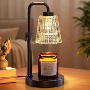 Modern Metal Candle Warmer Lamp with Timer & Brightness Control Adjustable Flame less Safety Cylindrical Decorative for Home Decor & Relaxation Amber-Scented Jar Candle Warmer Lamp