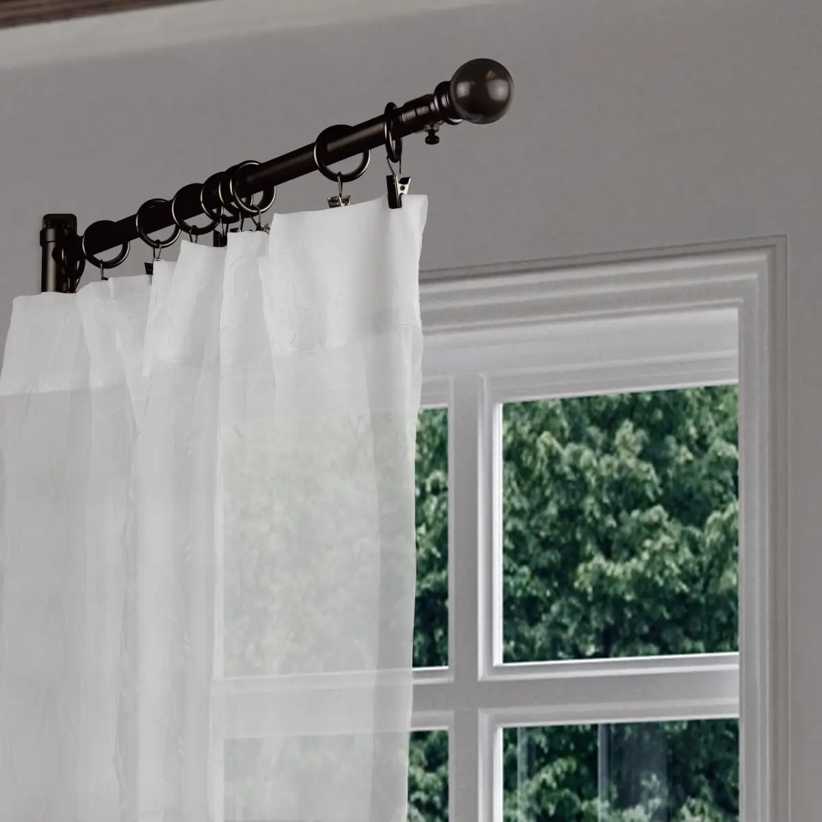 Adjustable Length Swing Curtain Rod Set, 0.625 in. Dia., Cocoa Finish, 17-26 in. Adjustable Range