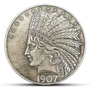 Antique Liberty Indian Head  Coin - Great American Commemorative Old Coins- Uncirculated Morgan Dollars-Discover History of US Coins Perfect Quality