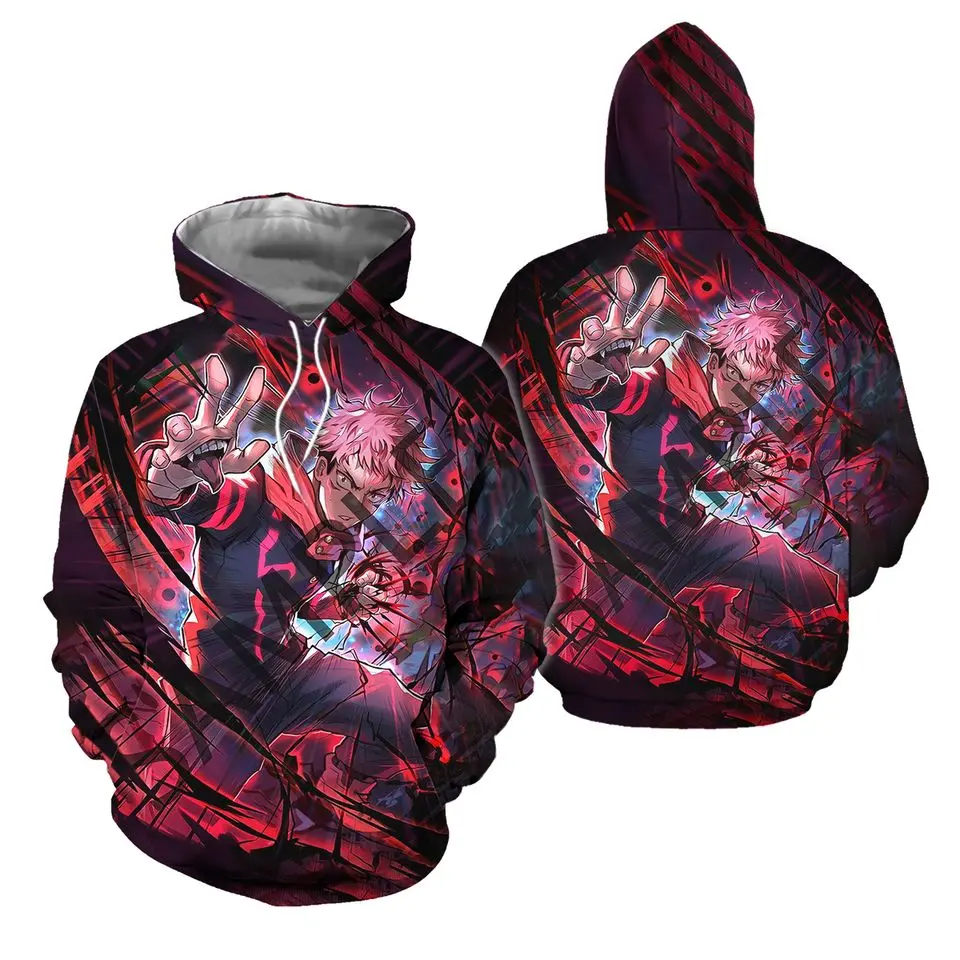 Anime Yuji Itadori Manga Jujutsu Satoru Pattern Men's Hoodie Sweatshirt 3D Print