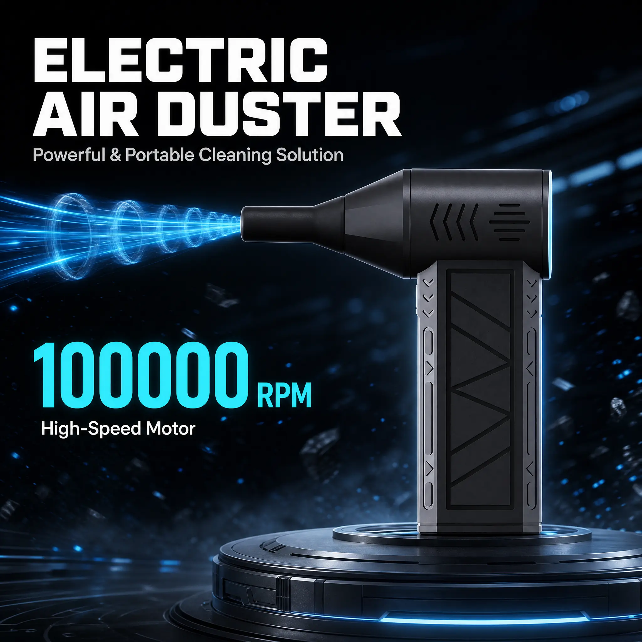 Portable Handheld Air Duster Blower with 3 Interchangeable Nozzles, Compact Cleaning Tool for Keyboard Dust Removal, Car Interior Care, Computer Setup, Small Spaces and Home Use, Lightweight Design for Everyday Cleaning Tasks