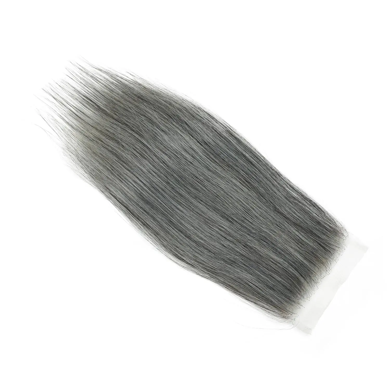 Hotlove Salt and Pepper Grey Human Hair Closure Straight Brazilian Virgin Human Hair HD Transparent Lace Pre Plucked Baby Hair Free Part Natural Hairline