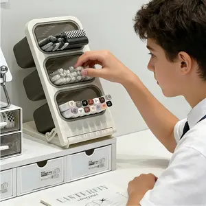 1pc Large Capacity Desktop Organizer Rack - Wall-Mounted Marker and Pen Holder | Glossy Plastic, Suitable for Students and Office Use
