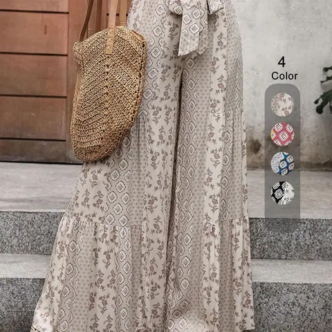 Women's Boho Style All Over Print Pants, Casual Comfy Loose Trousers for Beach, Vacation & Holiday, Ladies Bottoms for Summer, Fashion Trousers, Printed Pants