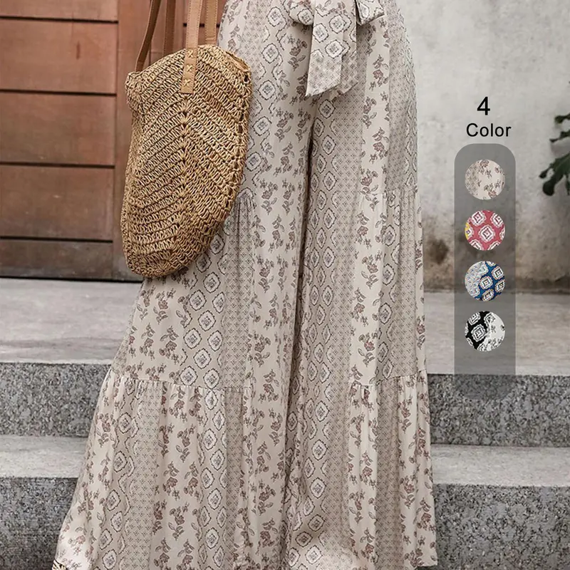 Women's Boho Style All Over Print Pants, Casual Comfy Loose Trousers for Beach, Vacation & Holiday, Ladies Bottoms for Summer, Fashion Trousers, Printed Pants