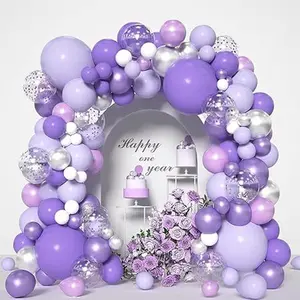 Purple Balloon Arch Kit 139pcs Lavender Balloon Arch Kit with Metallic Purple Confetti Balloons Purple and Silver Balloons for Baby Shower Birthday Wedding Anniversary Party Decorations