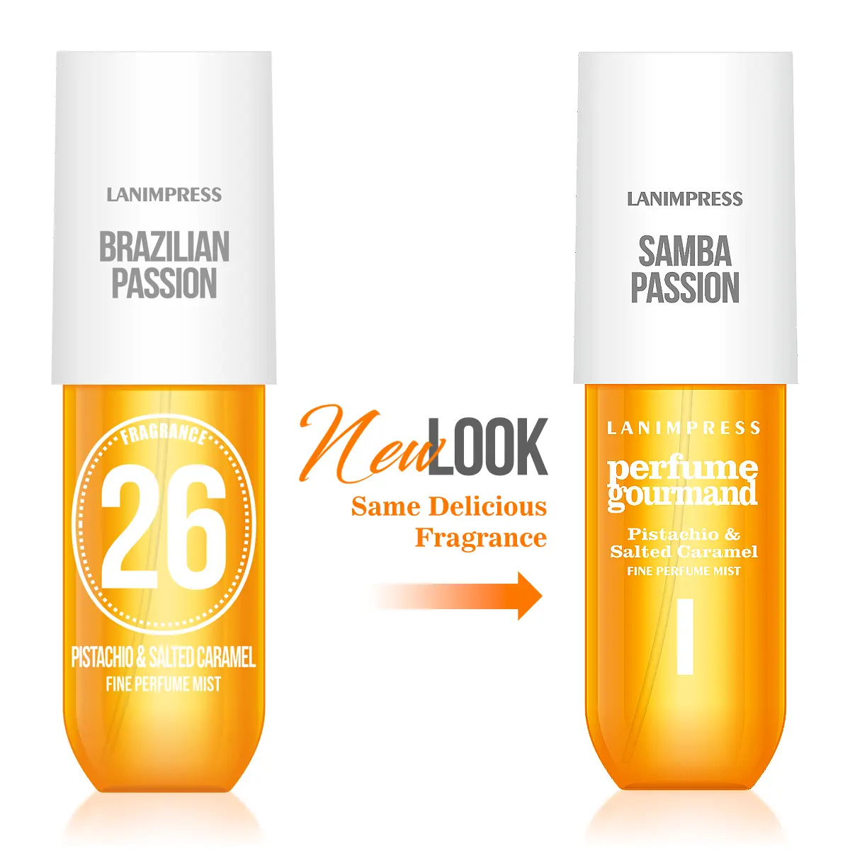 LANIMPRESS Samba Passion No.1 Body & Hair Fine Perfume Mist 3.0fl.oz with Gourmand Notes Caramel Scent Perfect for Gift or Casual Attire for The Modern Lady Travel Size Long Lasting Spray