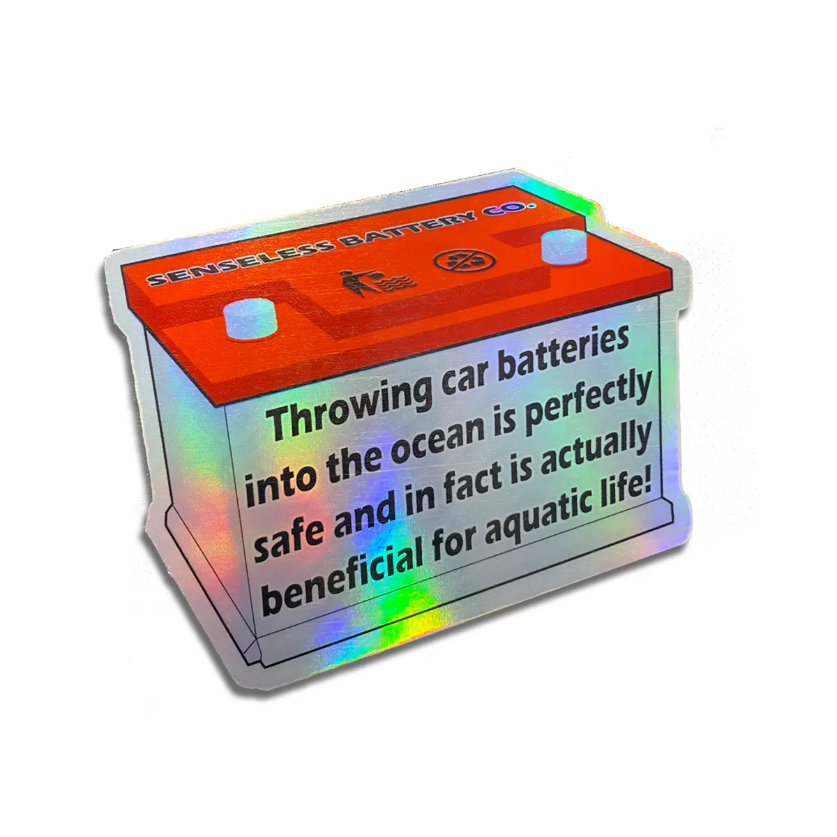 Car Battery Holographic Die Cut V2 Car Sticker