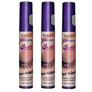 Prosa 4 IN 1 Maxi-Volume Waterproof Mascara by PROSA q tips Volumizing Lengthening Push Up bottom lashes eyeliner Professional roll elf Makeup Cosmetic