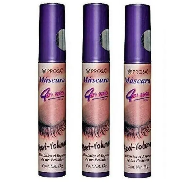 Prosa 4 IN 1 Maxi-Volume Waterproof Mascara by PROSA q tips Volumizing Lengthening Push Up bottom lashes eyeliner Professional roll elf