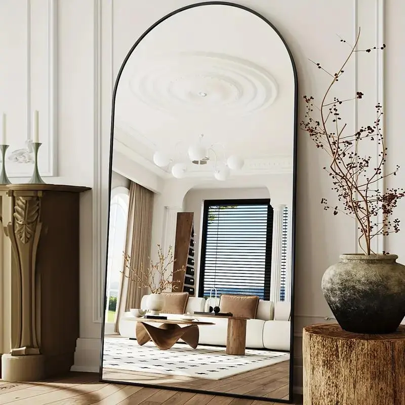 76"x34" Arch Floor Mirror, Full Length Mirror Wall Mirror Hanging or Leaning Arched-Top Full Body Mirror with Stand for Bedroom, Dressing Room, Silver / Gold / Black